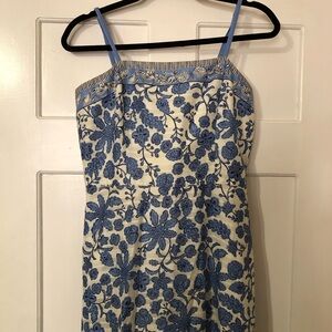 Taylor Blue and White Floral Maxi Dress